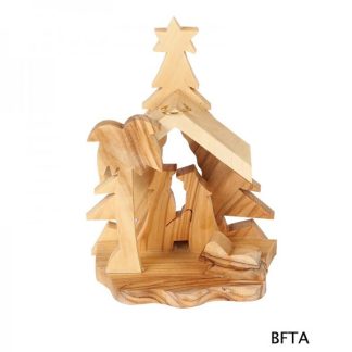 Olive Wood Tree Nativity with a Star