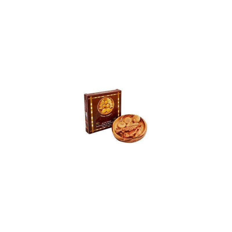 Olive Wood Tabgha Set of Jesus’ Miracle on 2 Fish and 5 Loaves - Image 2